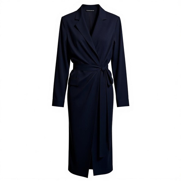 Nordstrom Signature Elegant Navy Long Sleeve Dress - Picture 2 of 5